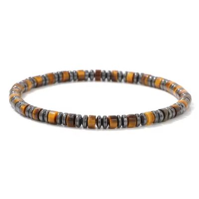 ZYIBPMSJKQCFK 2x4mm Hematite Flat Beads Bracelet Tiger Eye Lapis Lazuli Aquamarines Bracelets For Women Men,Tiger Eye,19cm