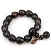 ZYIBPMSJKQCFK 13mm/15mm Natural Lightning Stroke Jujube Vintage Wood Buddhism Prayer Heart Beads Bracelets Men Women Six Words Mantra Tibetan,red-brown 15mm,20cm view 3