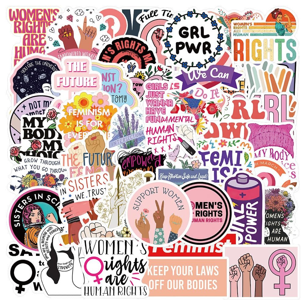 100pcs Girl Power Themed Waterproof Vinyl Stickers for Water Bottles Cups Laptops Tumblers Journaling Scrapbooking Bicycle Skateboard Luggage Decals (Girl Power 100pcs)