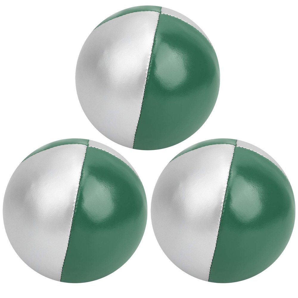 3Pcs Juggling Balls Set for Beginners, Soft Juggle Toss Balls for Variety Show Indoor Leisure Sports Fun Puzzle Educational (Green/Silver)