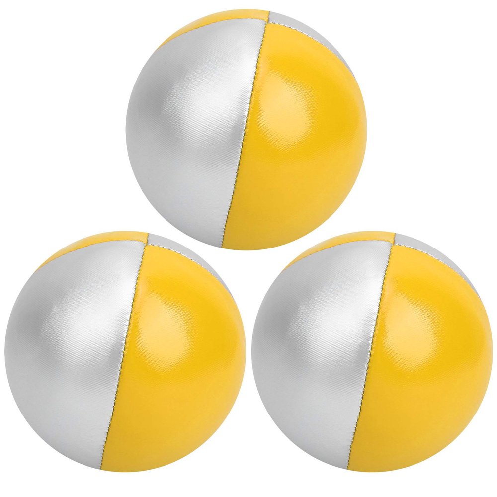 3Pcs Juggling Balls Set for Beginners, Soft Juggle Toss Balls for Variety Show Indoor Leisure Sports Fun Puzzle Educational (Yellow/Silver)