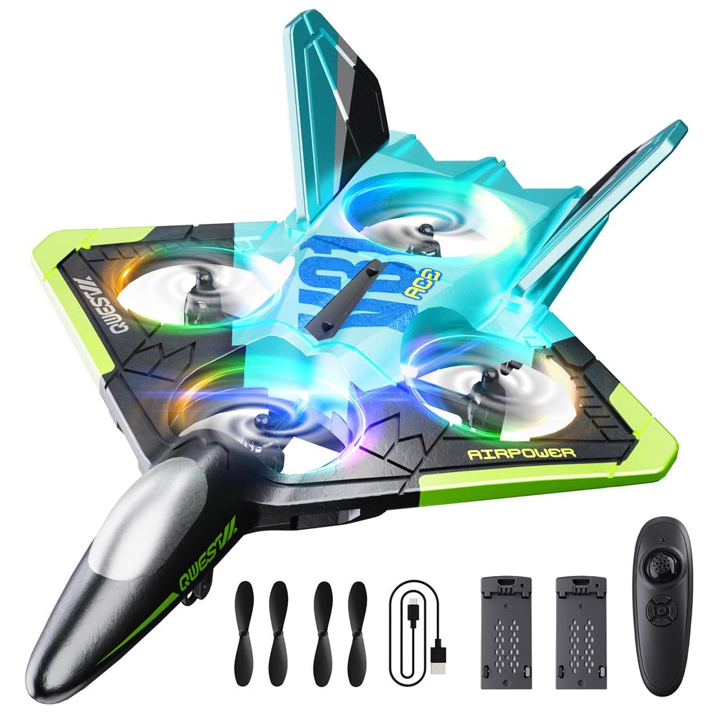 4DRC V31 Foam RC Planes Remote Control Airplanes for Kids Adults 8-16, Remote Control Planes Fighter Jet with Light, 360 Flip Fighter Jet Toy, Gravity Sensing, Stunt Roll, Gifts for Kids Boys