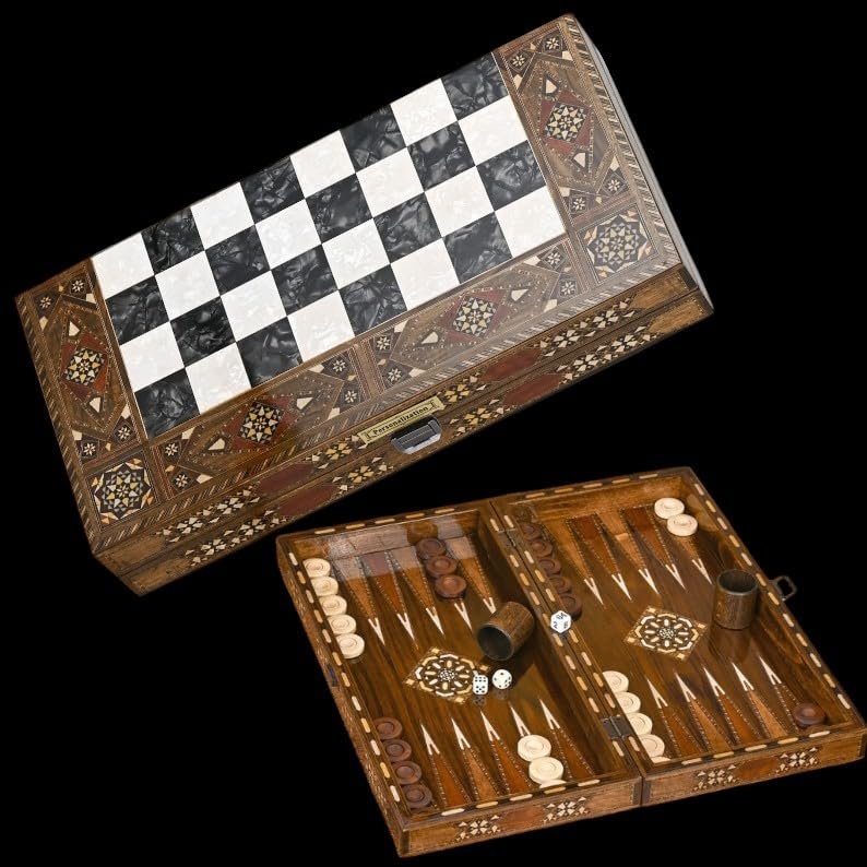 20"-inch X Large Backgammon Sets for Adults Solid Wooden Complete Game Board with Chessmen Hand Crafted Game Set Gifts for Dad, Husband