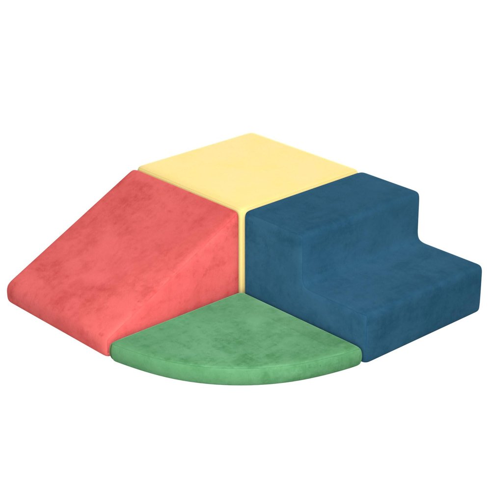 CMFYDAILY 4 Piece Foam Climbing Blocks, Velvet Fabric Soft Play Set Large Baby Climbing Gym Indoor Climbing Toys for Toddlers 1-3 Inside