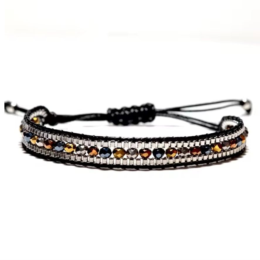 Bohemian String Bracelet For Women Handmade Irregular Seed Beads Red Leisure Braclet,black,17.5-28cm