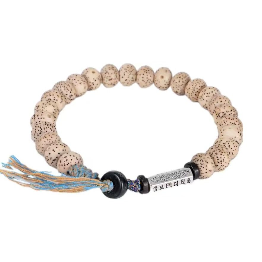ZYIBPMSJKQCFK Tibetan Buddhist Braided Cotton Thread Knots Bracelet Bodhi Beads Weaving Six-character Proverb Bracelet For Men,Bodhi,19cm