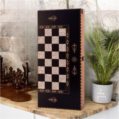 19" inch Luxury Backgammon Sets for Adults Handmade Wood Art Wooden Board Game Set | Solid Rosewood Gift for Husband, Dad, Xmas