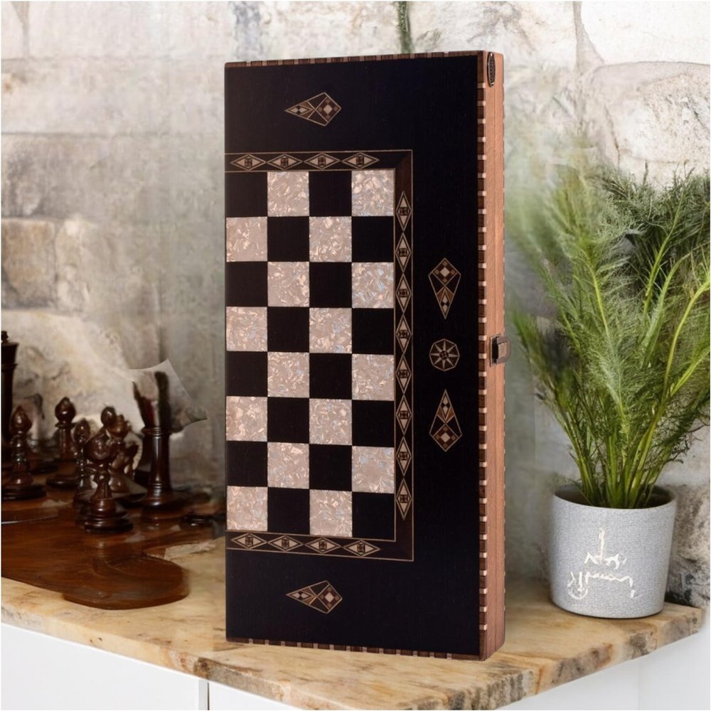 19" inch Luxury Backgammon Sets for Adults Handmade Wood Art Wooden Board Game Set | Solid Rosewood Gift for Husband, Dad, Xmas