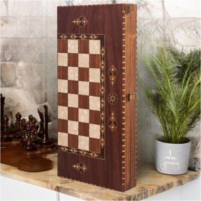 19.7" inch Luxury Backgammon Set for Adults Handmade Wood Art Wooden Board Game Set | Solid Rosewood Gift for Husband, Dad, Anniversary