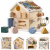 Tiny Land 9-in-1 Wooden Activity Cube, Montessori Baby Activity Center for 1+ Year Old, Educational Toy for Toddlers, Ideal Gift for Boys and Girls (Morandi) view 1