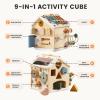 Tiny Land 9-in-1 Wooden Activity Cube, Montessori Baby Activity Center for 1+ Year Old, Educational Toy for Toddlers, Ideal Gift for Boys and Girls (Morandi) view 3