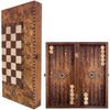 19.7" inch Luxury Backgammon Set for Adults Handmade Solid Wood Art Wooden Board Game Set | Gift for Husband, Dad, Xmas view 4