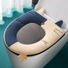 2Pcs Thicker Bathroom Toilet Seat Cover Pad, Soft Thicker Warmer Stretchable Washable Cloth Cat Pattern Toilet Seat Cover Pads,Ae view 2