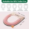 2Pcs Thicker Bathroom Toilet Seat Cover Pad, Soft Thicker Warmer Stretchable Washable Cloth Cat Pattern Toilet Seat Cover Pads,Ae view 4