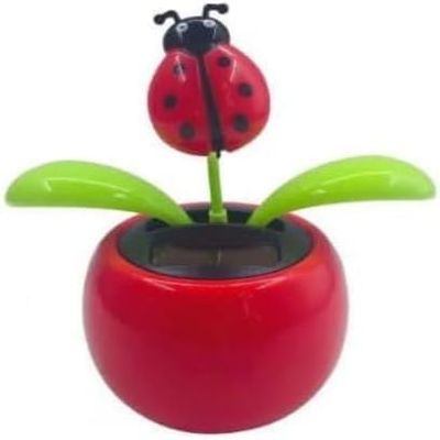 Red Seven-Starred Ladybug Solar Dancing Car Dashboard Decorations, Funny Solar Powered Dancing Flower Pot Car Ornaments Flower Swinging Funny Gifts for Car Dashboard Office Desk Decoration (Ladybug)