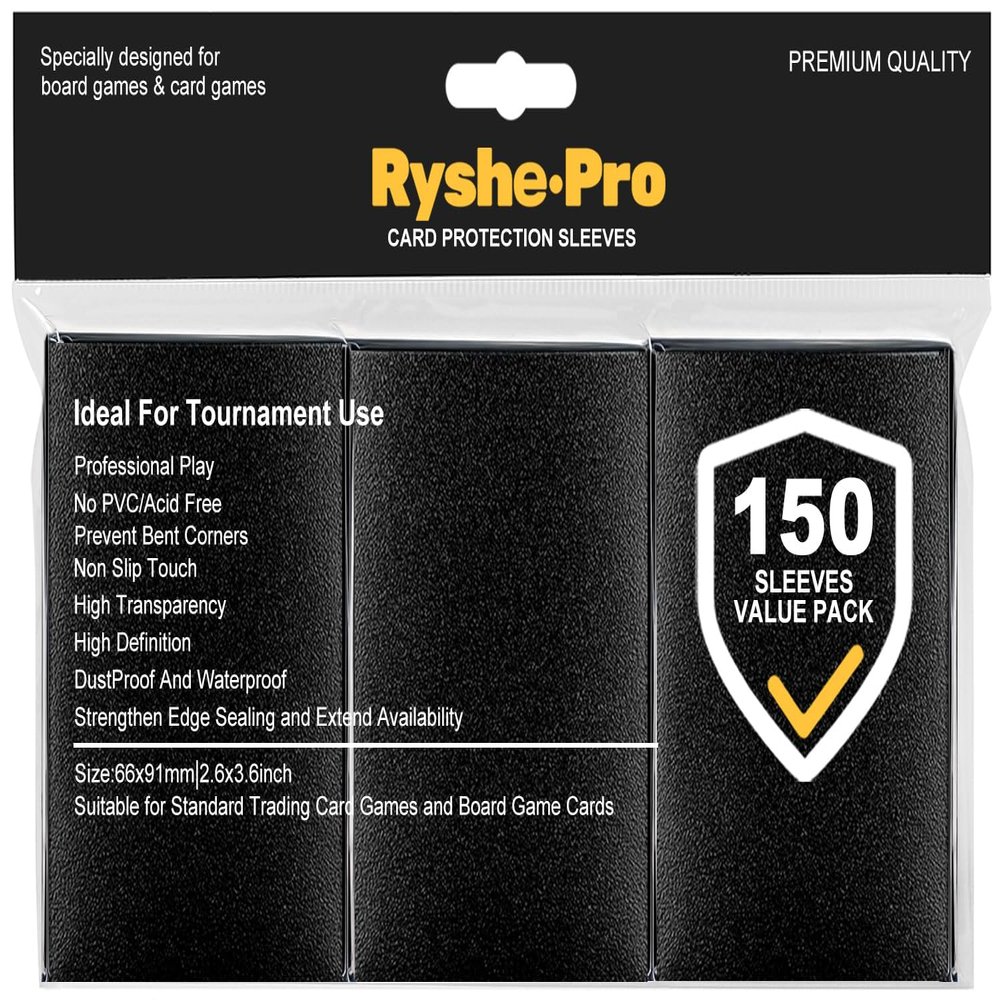 150 Pcs Matte Black Card Sleeves 2.6''x3.6''(66x91mm) Compatible with Standard Sized Trading Card, Fit for MTG PTCG Game Card, Baseball Card, Sport Card