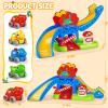 Toddler Toys Gifts for 1 2 Year Old Kids, Educational Dinosaur Slide Toy with 4 Cars for 12-18 Months Baby, First Birthday Chirstmas Gifts for Aged 1-3 Year Old, Push Car Track Toy for Boys Girls view 2