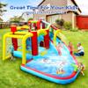 7-in-1 Inflatable Water Park with Slide, Splash Pool & Climbing Wall  Kids Outdoor Bounce House with Basketball, Water Gun, Backyard Play Center view 4