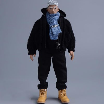 1/12 Scale Knitted Scarf for 6 inches Male Action Figure, 1/12 Action Figure Costume Scarf Shawl Clothing Accessory (Blue)