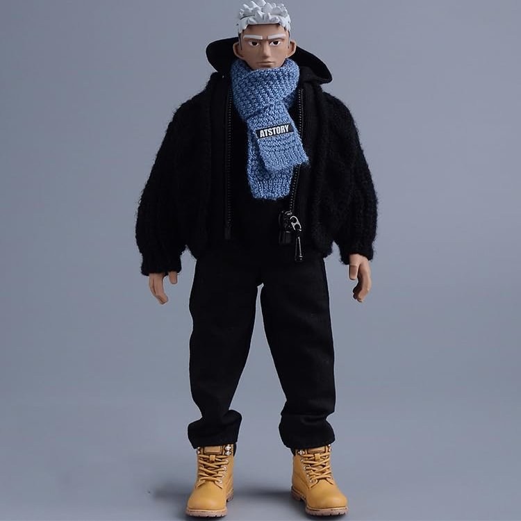 1/12 Scale Knitted Scarf for 6 inches Male Action Figure, 1/12 Action Figure Costume Scarf Shawl Clothing Accessory (Blue)