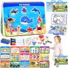 HarVow Busy Book for Toddlers, 15 Themes Montessori Toys Preschool Learning Activities with Classified Storage Box & Double-Sided Writing Board, Autism Sensory Travel Toys view 1