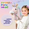 HollyHOME Unicorn Stick Horse with Wood Wheels Real Pony Neighing and Galloping Sounds Plush Unicorn Toy Pink with Rainbow Mane 36 Inches(AA Batteries Required) view 2