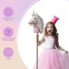 HollyHOME Unicorn Stick Horse with Wood Wheels Real Pony Neighing and Galloping Sounds Plush Unicorn Toy Pink with Rainbow Mane 36 Inches(AA Batteries Required) view 3
