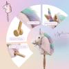 HollyHOME Unicorn Stick Horse with Wood Wheels Real Pony Neighing and Galloping Sounds Plush Unicorn Toy Pink with Rainbow Mane 36 Inches(AA Batteries Required) view 4