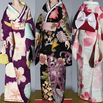 1/12 Scale Female Japanese Kimono Traditional Dress Clothing for 6 Inch Female Action Figure Doll, 1/12 Japanese Bathrobe Costume (Purple)