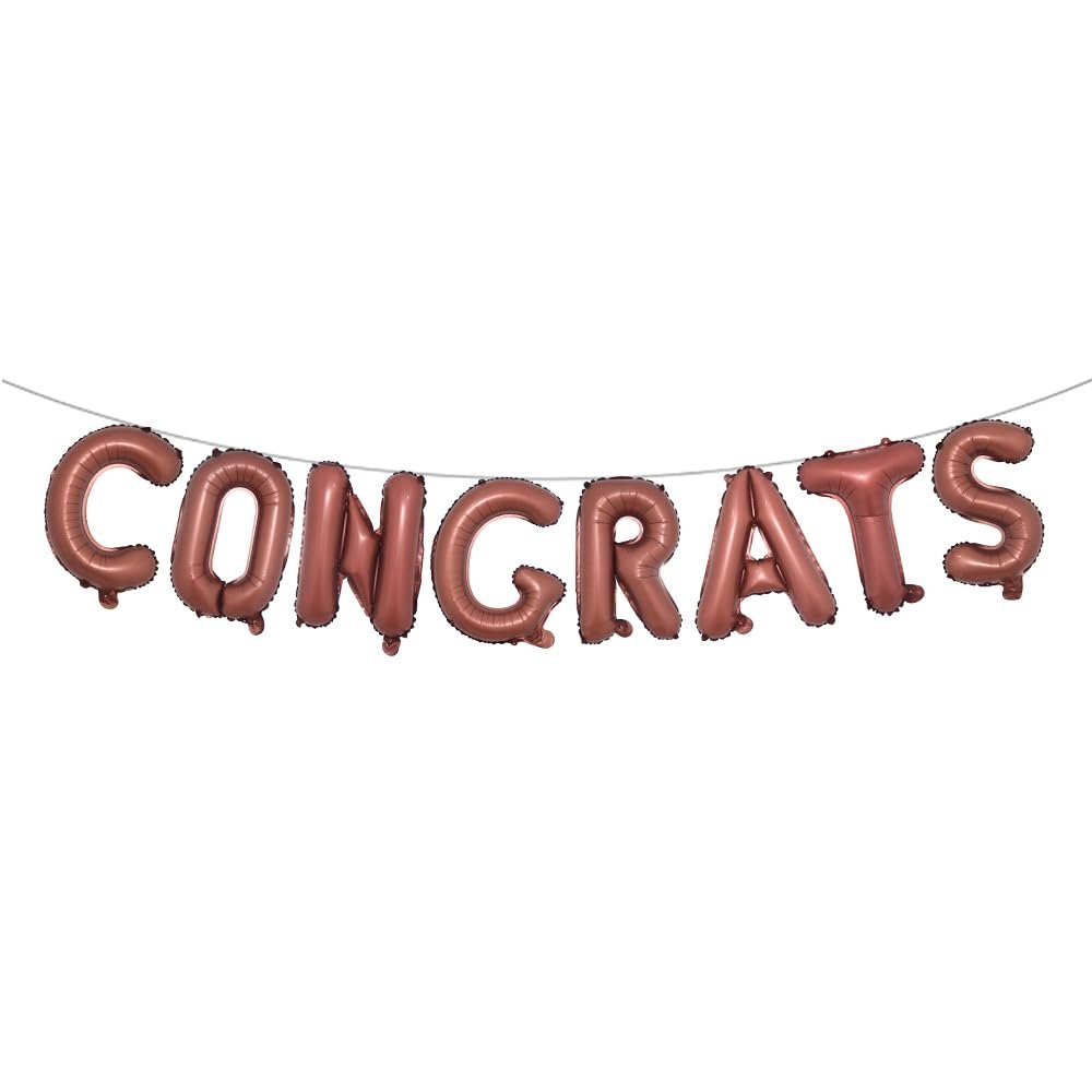 16 inch multicolor Congrats Letters Banner Gold Graduation Party Decorations Supplies (CONGRATS Chocolate)
