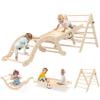 BIERUM Pikler Triangle Set 8 in 1 with Seesaw Design, Montessori Foldable Toddler Climbing Toys with Ramp, Wooden Pickler Climbing Set, Indoor Baby Climbing Gym, Natural view 1