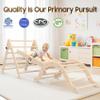 BIERUM Pikler Triangle Set 8 in 1 with Seesaw Design, Montessori Foldable Toddler Climbing Toys with Ramp, Wooden Pickler Climbing Set, Indoor Baby Climbing Gym, Natural view 2