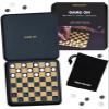 Iron & Glory Magnetic Travel Checkers Set Durable Tin Case with Secure Magnetic Pieces, Compact & Portable Board Game Family Strategy Game with Carry Pouch for Easy On-The-Go Fun, Ideal Novelty Gift view 1