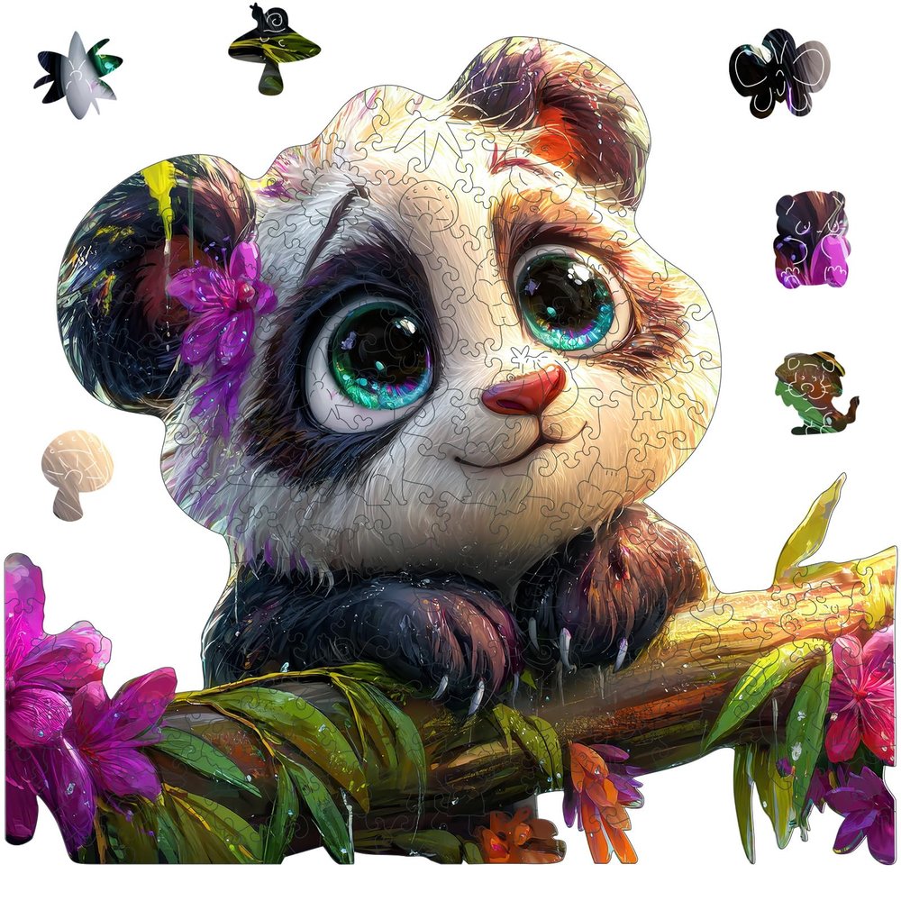 Wooden Puzzles for Adult,Panda Wooden Jigsaw Puzzles for Kids,Unique Animal Shape Puzzles for Adults,Fun Challenging Creative Gift,Family Game,10.6"x11.4"