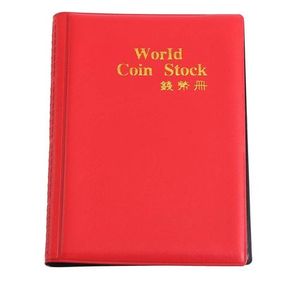 Pssopp Super Transparent Album, 120 Pockets 10 Pages, Large Capacity, Portable & Convenient, Versatile Usage, Blue, Red, Black or Green, for, Caps, Tokens, Badges, Small & Easy to (Red)