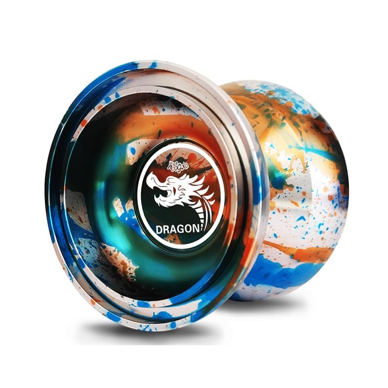Yoyo Responsive Professional Yoyos for Kids Beginners Metal Trick Yoyo, Unresponsive Yo-yo for Adults with Bearing Kit, Yo-Yo Strings, Case and Glove - Blue Silver