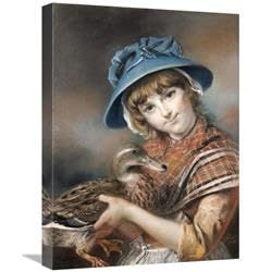 22 in. A Market Girl Holding a Mallard Duck Art Print - John Russell