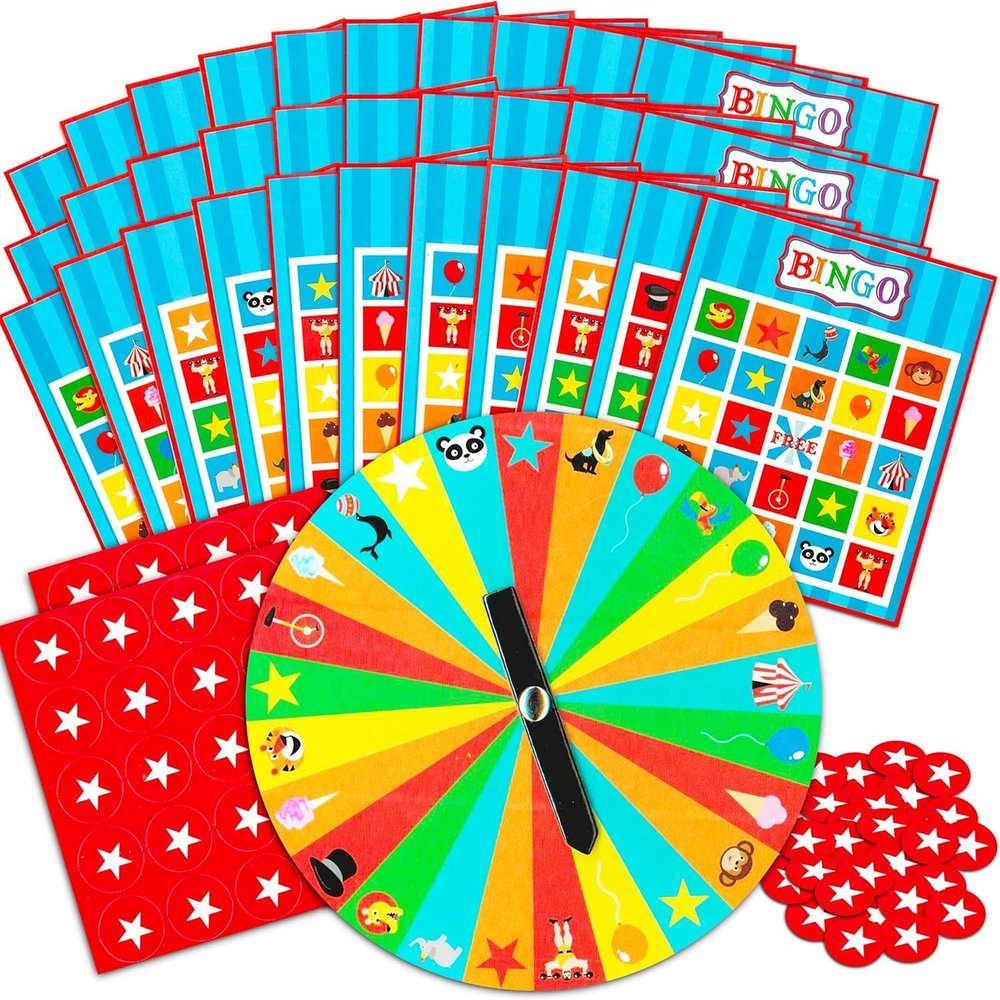 Bingo Party Games Set for Adults - Bundle of 12 Themed Bingo Cards with Spinner and Paper Chips | Game of Chance and Party Pack for Men, Women
