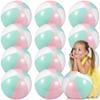 MiniInflat 12 Pcs 16" Pastel Inflatable Beach Balls Bulk, Pink and Green view 1