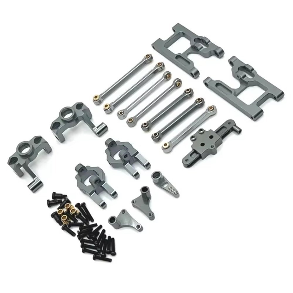 for Wltoys 124006 12423 12427 1/12 Metal Steering Cup Assembly Link Rod Kit RC Car Upgrade Accessories RC Steering Knuckles Cup(Gray)