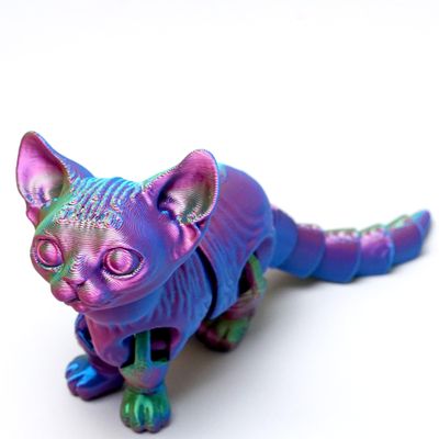 3D Printed cat Model,Flexible Realistic Articulated Animal Fidget Toys,Mystery Figurines Gifts for Easter,Executive Desk Funny Dcor and Festival Collectible,Easter Basket Stuffers (RGB)