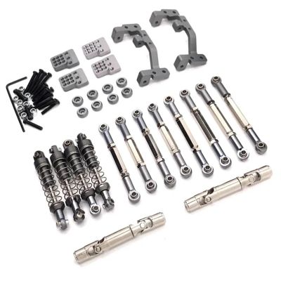 RC Car Upgrade Parts for WPL C14 C24 C24-1 C54 1/16 Metal for Chassis Link Rod Pull Rod Mount Shock Absorber Drive Shaft Set Modification RC Car Upgrade Parts(Gray)