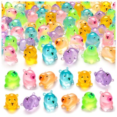 36PCS Luminous Mini Resin Capybara Miniature Capybara Figurines Glow in The Dark, Cute Tiny Capybaras Toys for Crafts Fairy Garden Landscape Capybaras Birthday Decorations (6 Style)