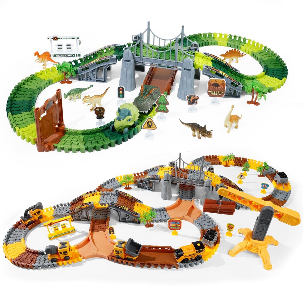 169 PCS Dinosaur Race Track & 281 PCS Construction Race Tracks