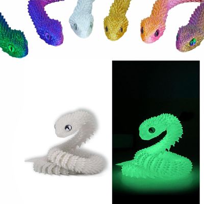 3D Printed Animals Snake Toys, 3D Printed Snake Movable Joint ,3D Printed Fidget Toys for Home Office Decor, 3D Printed Animals Toy Adults Fidget Toys (Fluorescent Green, L)