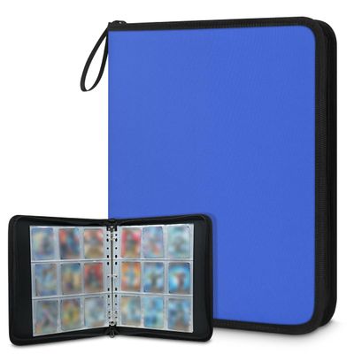 Kuquteed Royal Blue Trading Card Binder 4 Pocket 400 Cards Holder Collector Album with 50 Removable Sleeves Gifts for Boys Girls Sports Game Cards