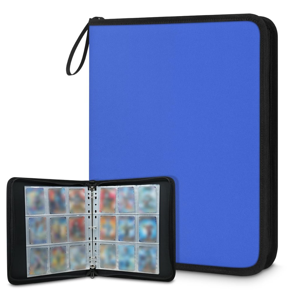 Kuquteed Royal Blue Trading Card Binder 4 Pocket 400 Cards Holder Collector Album with 50 Removable Sleeves Gifts for Boys Girls Sports Game Cards