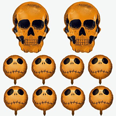 10Pcs Halloween Birthday party Decorction, Skull Balloons, Halloween Balloon Garland Arch Kit, Ghost Balloons, Backdrop Birthday Baby Shower Decorations (Gold)