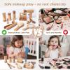kienvy 11-Piece Wooden Makeup Toy Set for Girls, Pretend Play Makeup Kit for Toddlers & Kids with Mirror, Lipstick, Hair Straightener & Storage Bag, Christmas Birthday Present for Ages 3-6 Years Old view 2