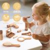 kienvy 11-Piece Wooden Makeup Toy Set for Girls, Pretend Play Makeup Kit for Toddlers & Kids with Mirror, Lipstick, Hair Straightener & Storage Bag, Christmas Birthday Present for Ages 3-6 Years Old view 4